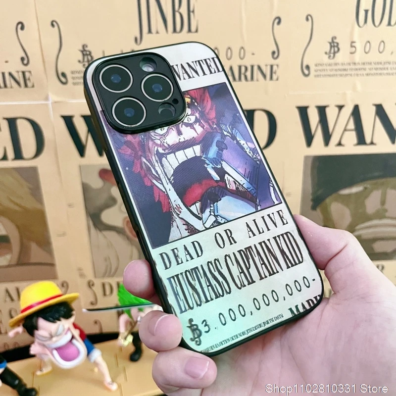 Etui na telefon z motywem 3D, wzór „One Piece”, przeznaczone dla modeli iPhone 11, 12, 13, 14, 15, 16, 17, 18 Pro Max, Plus, Mini, Air, z motywem Luffy, KID, Law, odporne na wstrząsy. — zdjęcie produktu 3