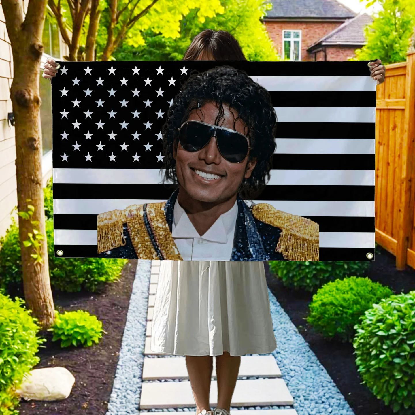 J-Jackson Black American Flag M-Michael Singer Tapestry Outdoor Decors Decorative Home Objects Garage Flags Advertising Flaga