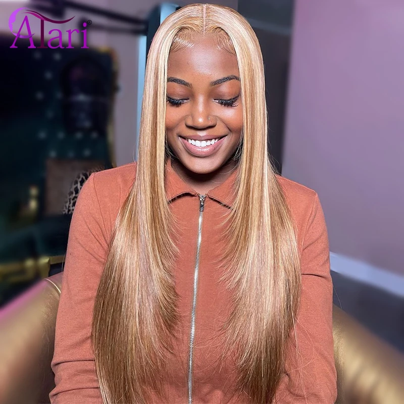 

5x5 Lace Closure Wig Highlight Blonde Straight Human Hair Wigs Transparent 13x4 13x6 Lace Frontal Wig for Black Women Preplucked