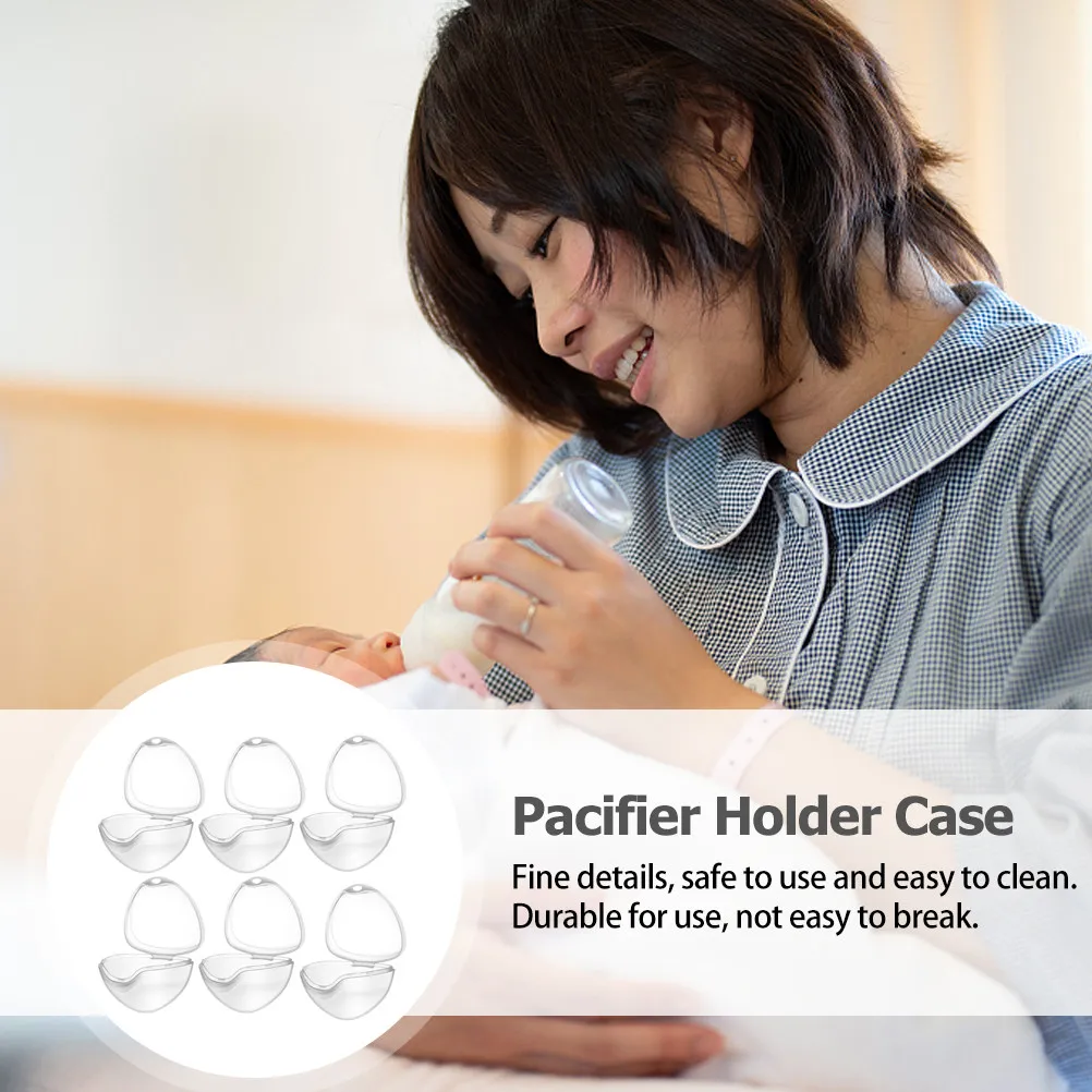 

6Pcs Baby Pacifier Box Lightweight Hygienic Protective Container for Toddler Molar Tool Storage Stroller Handbag Carry