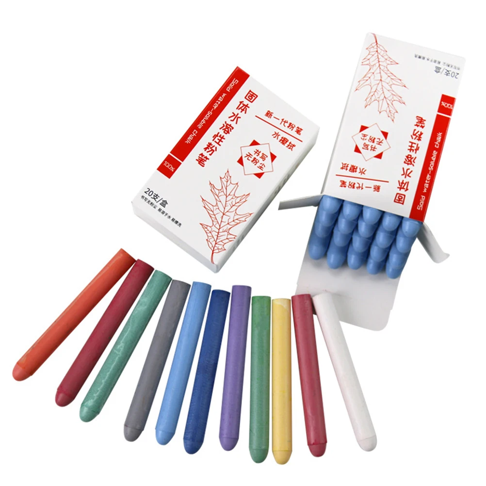 

20pcs Water Soluble Chalk Solid Dustless Erasable Graffiti Blackboard Wall Stickers Bold Project Teaching Tool