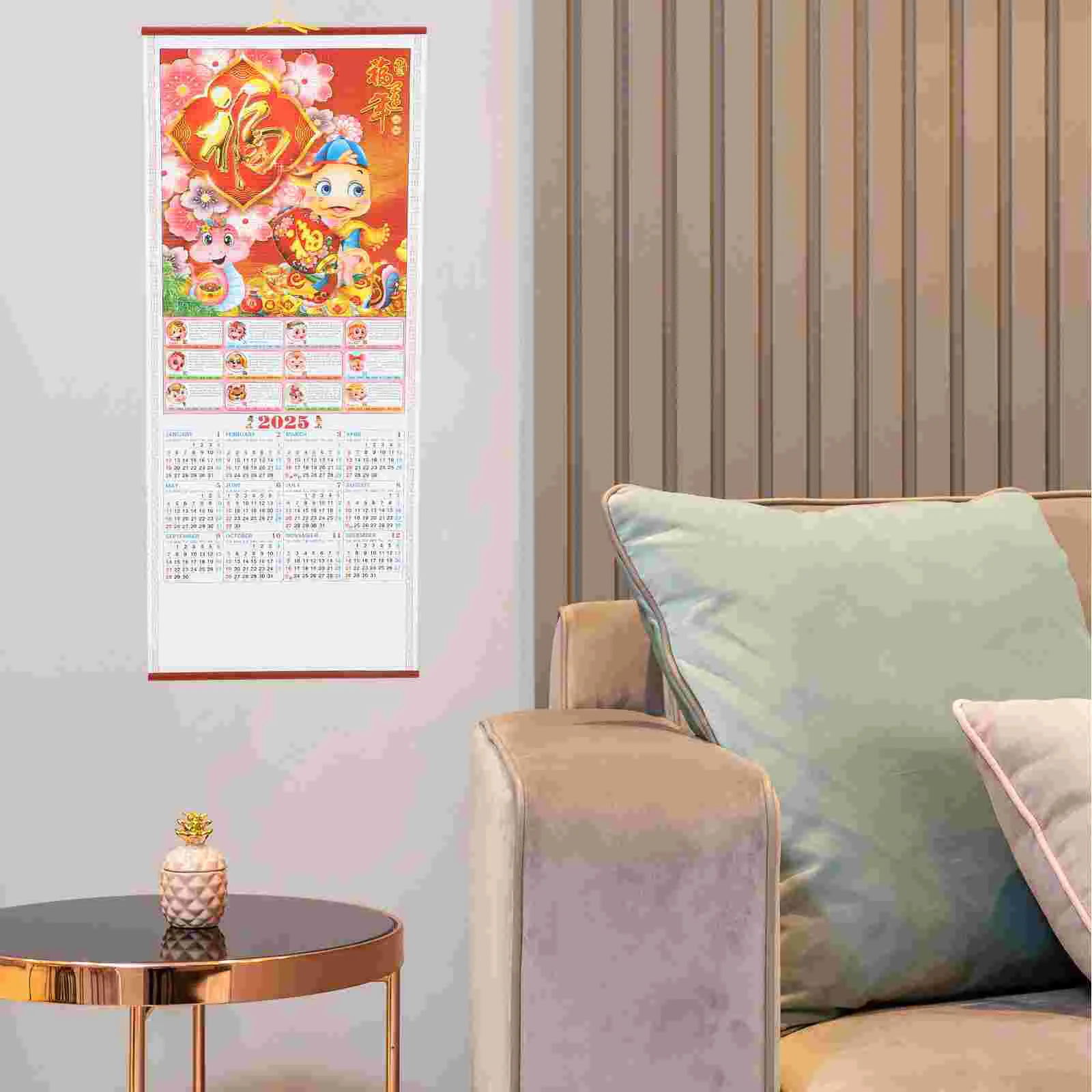 Rotan Jaar van de Slang Wandkalender Kantoor 2025 Hangend Papier Chiense Scroll