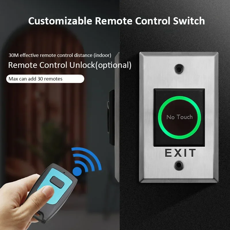 12V 24V No Touch Exit Button Release Switch Opener NO COM NC LED Light for Door Access Control System Entry Open