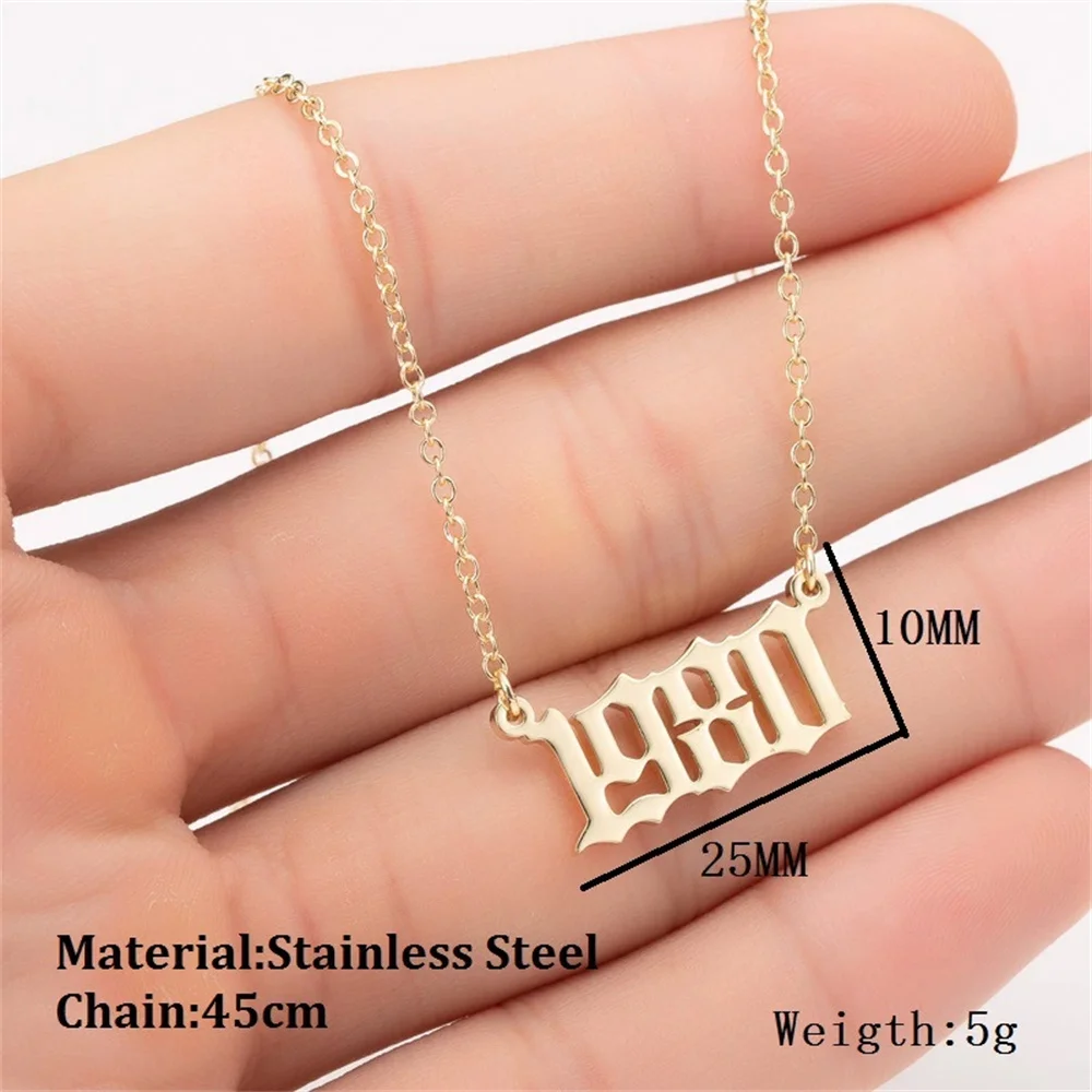 فاسق السنة عدد رسالة المعلقات الذهب والفضة اللون الفولاذ المقاوم للصدأ المختنق القلائد للنساء الرجال مجوهرات الأزياء هدايا عيد الميلاد #3