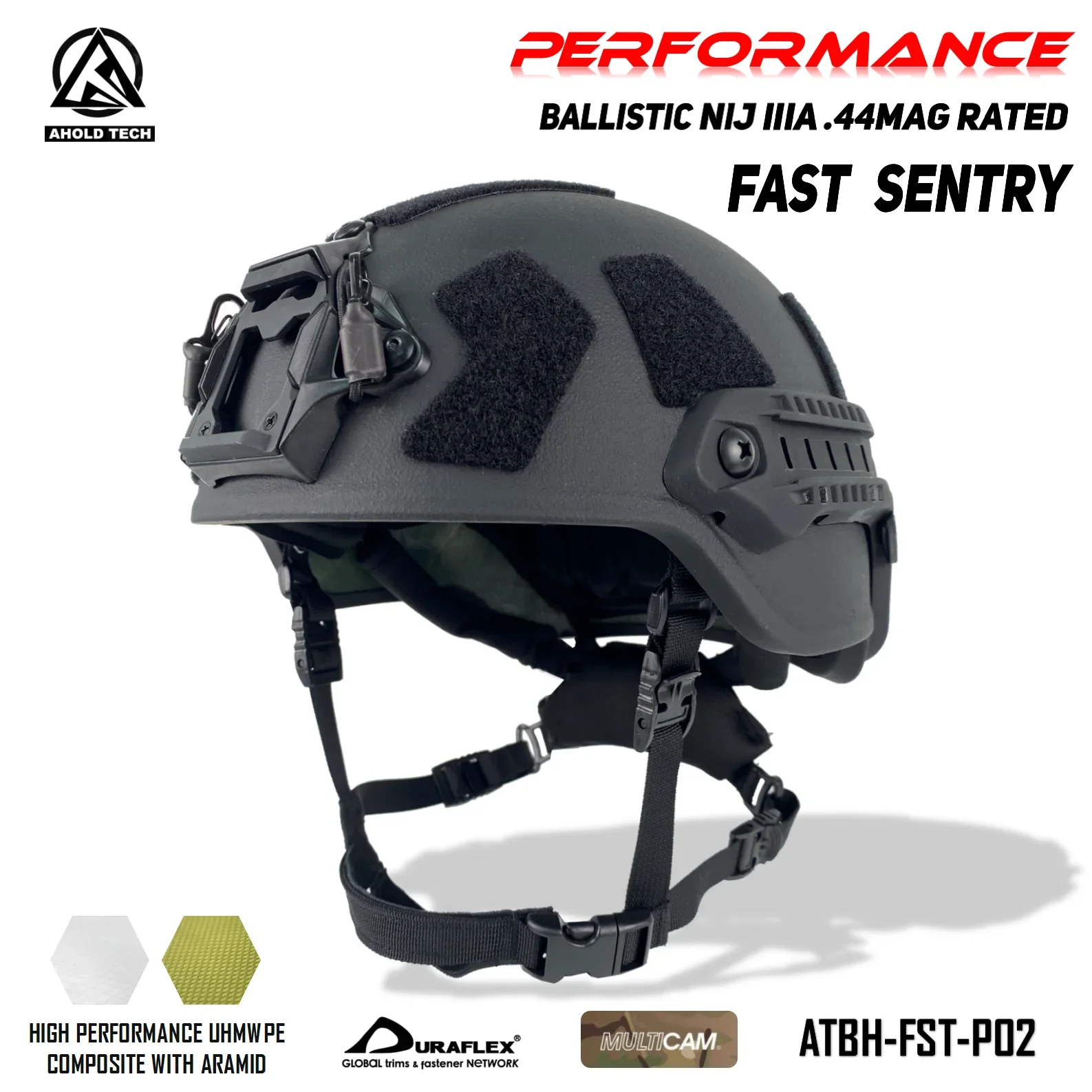 Aholdtech Tactical Helmet Bulletproof Performance FAST SENTRY Mid Cut Aramid+PE Ballistic NIJ IIIA3A CAM FIT BOA Dial EPIC Liner