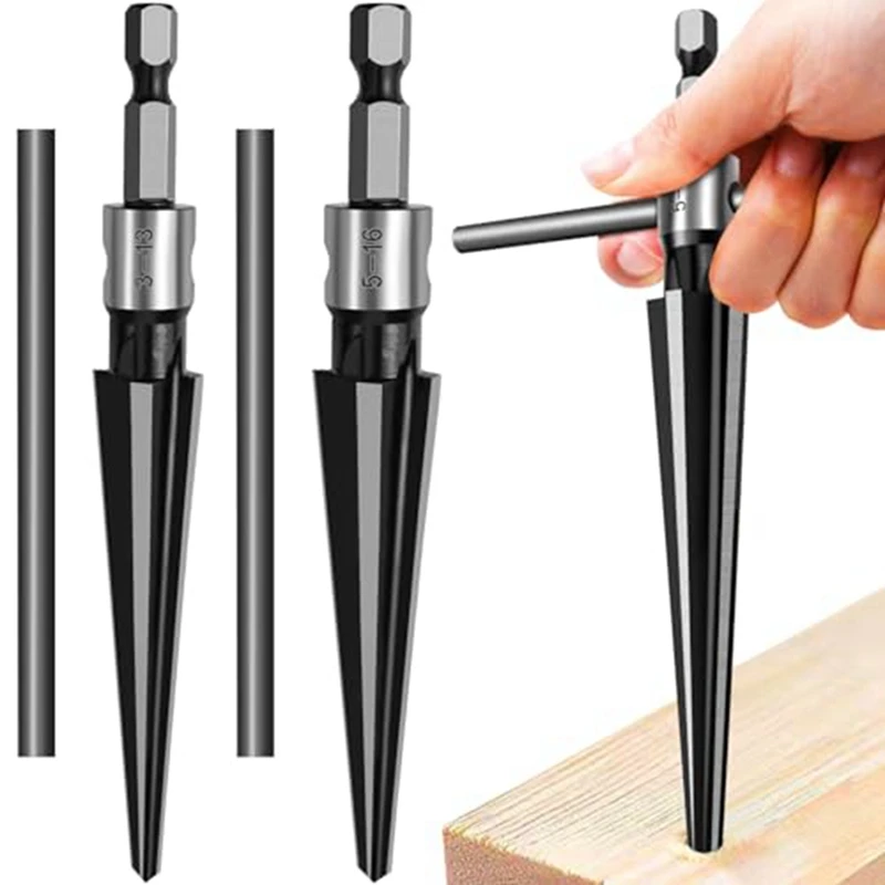 2 Piece Hand/Drill Bit 2 Purposetapered Reamer 6 Slot Hex Reamer 5-16Mm / 3-13Mm Tapered Accessories Parts