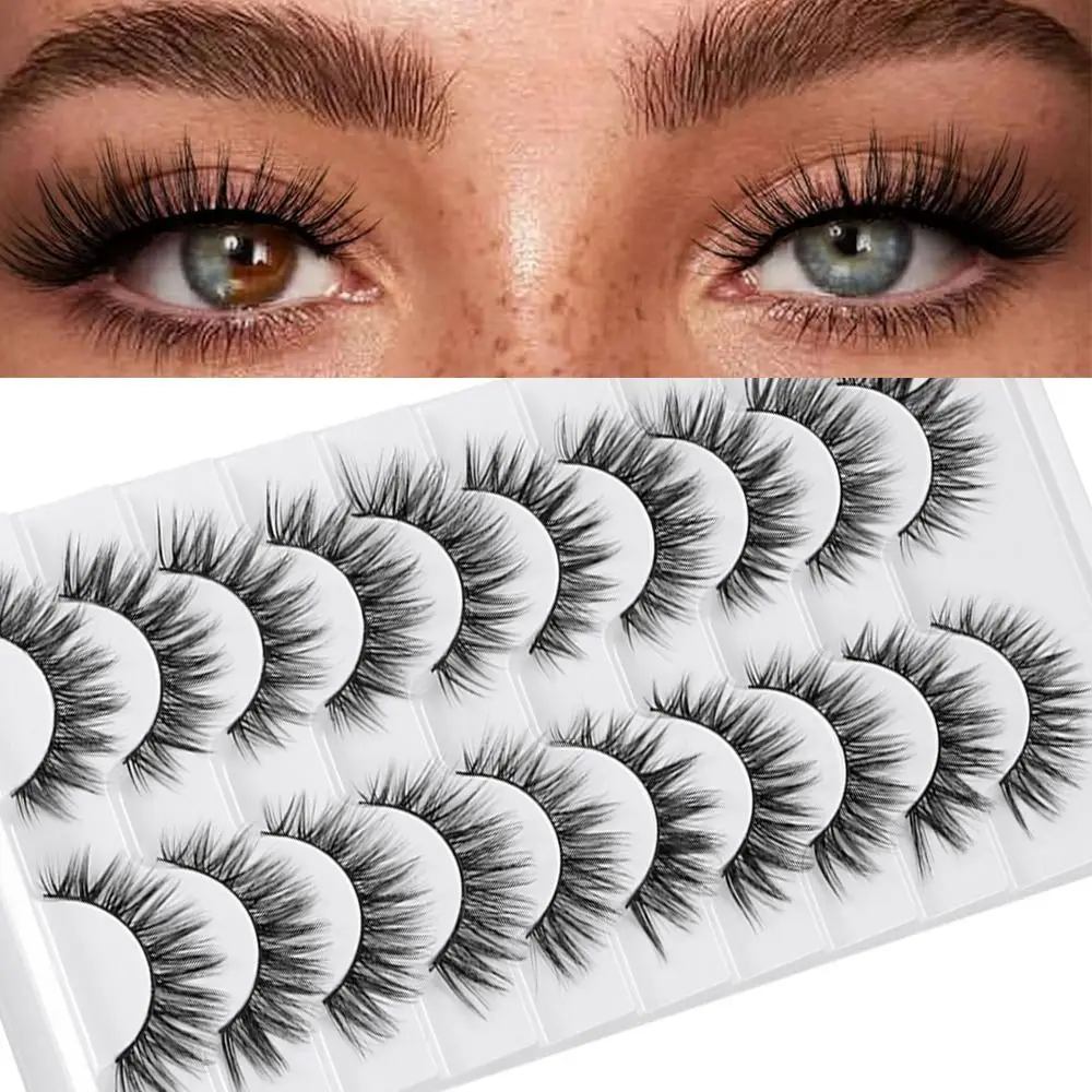 10 Pairs 3D Faux Mink False Eyelashes Natrual Long Eyelashes Full Strip Handmade Cruelty-free Eye Lash Extension