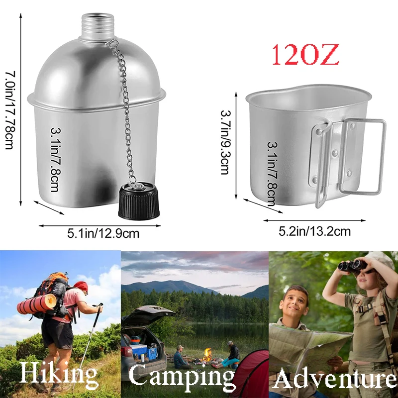 Outdoor Canteen Cookware Set Canteen Cup Portable Water Bottle With Grab Handle Cup For Outdoor Camping Hiking