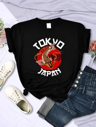 Tokyo Koi Fish Prints Women Short Sleeve Street Harajuku O-Neck T-Shirt Casual Hip Hop Fashion Tops All-math Female Tee Clothing