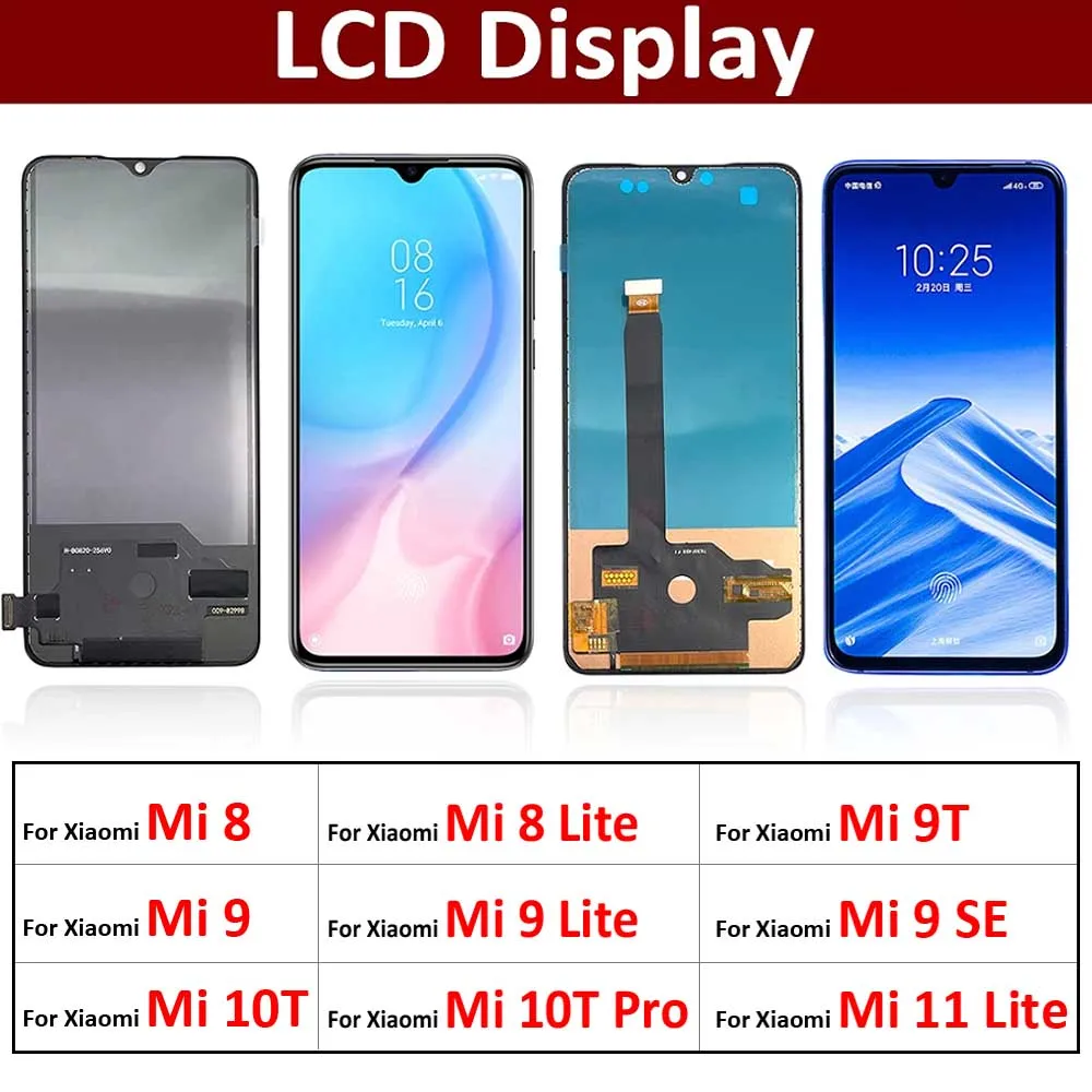 New LCD Display Touch Screen For Xiaomi Mi 8 9 9T 10T 11 Lite SE 5G LCD Touch Screen Digitizer Display Repair