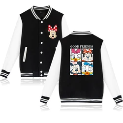 90s Hoody Men Women Baseball Jacket Disney Mickey Minnie Mouse Hoodie Clothes Kid Girl Boy Jackets Sweatshirt Baby Top Children