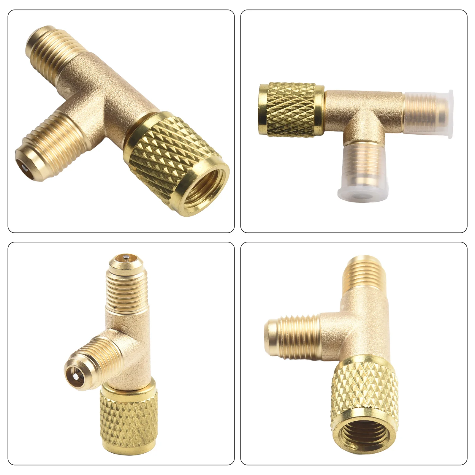 Conditioner Quick Connector Tee Fittings  Tee Adapter Valve Core  For R22 R12 R134 With Spool Brass SAE Rugged Construction