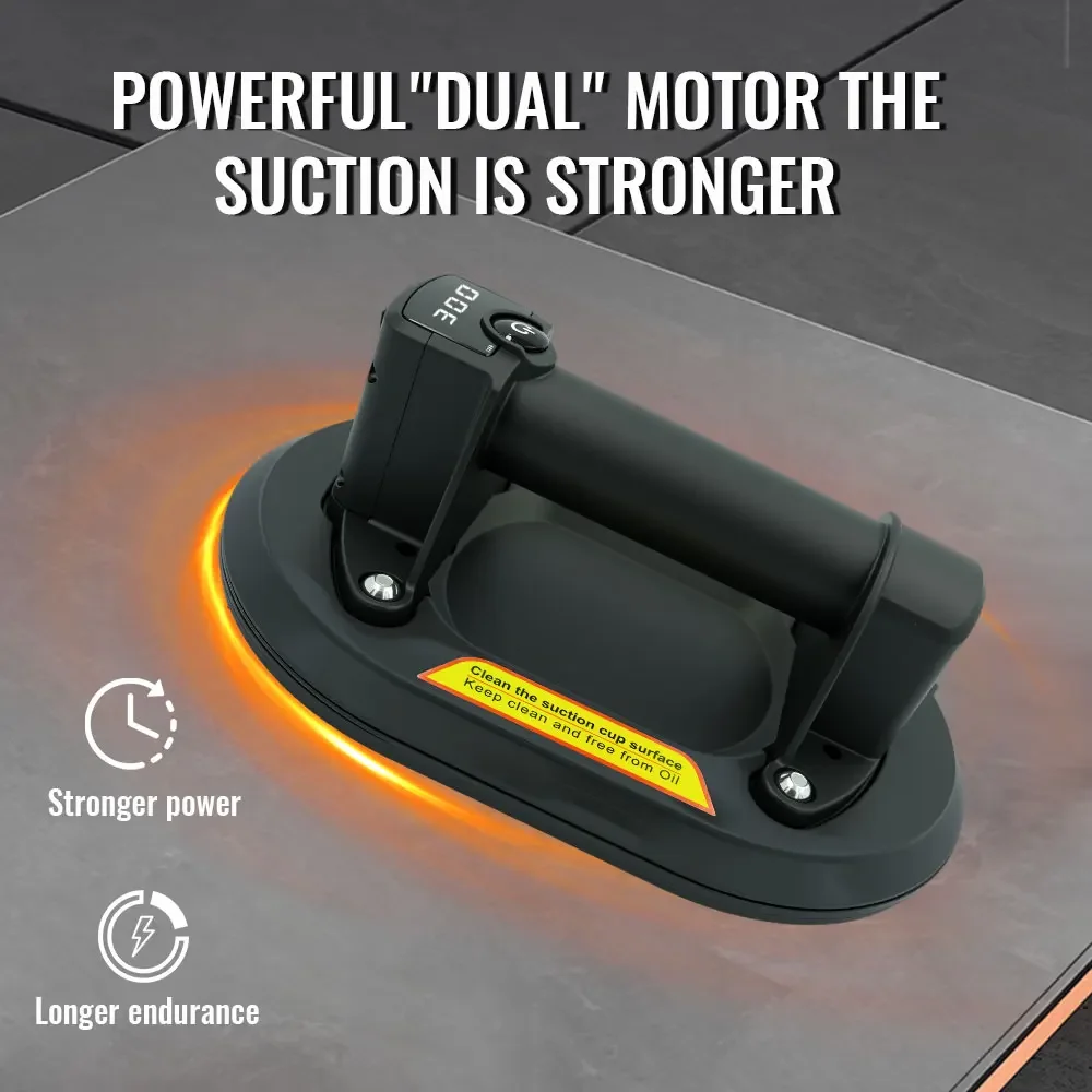 New 300Kg Intelligent Display Industrial Grade Electric Vacuum Suction Cup Heavy Duty Lifter For Granite Tile Glass