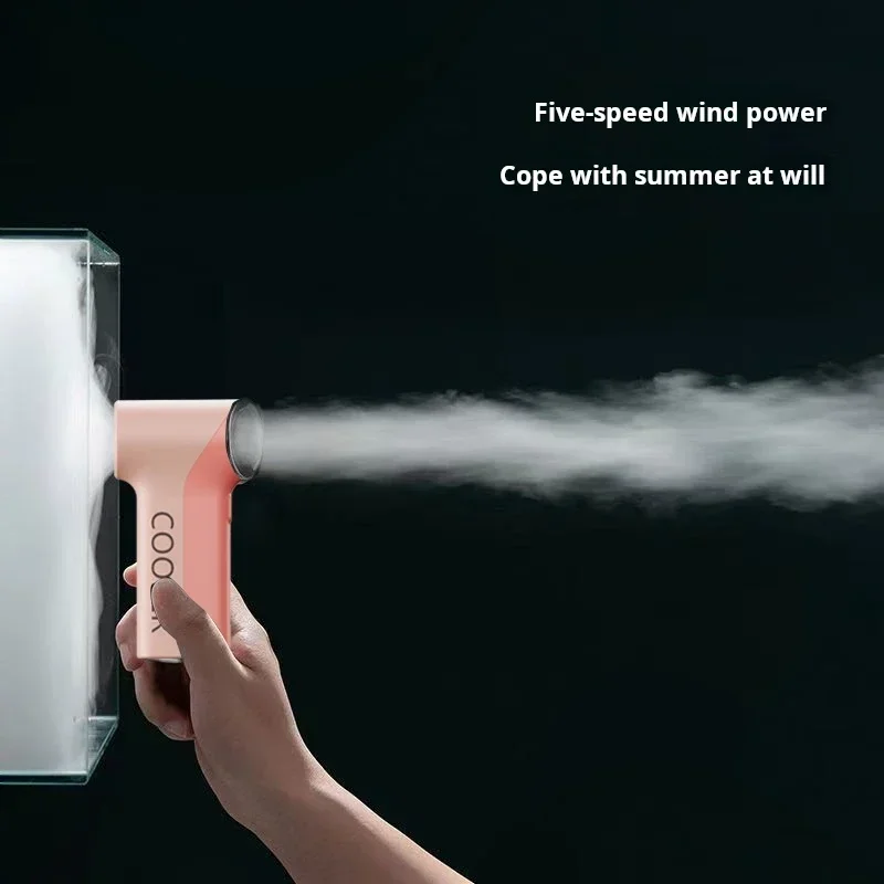 Smart Display Handheld Fan  4000mAh 14.8Hrs  5 Speeds 14m/s CE/FCC  Gradient Color  with LED Light