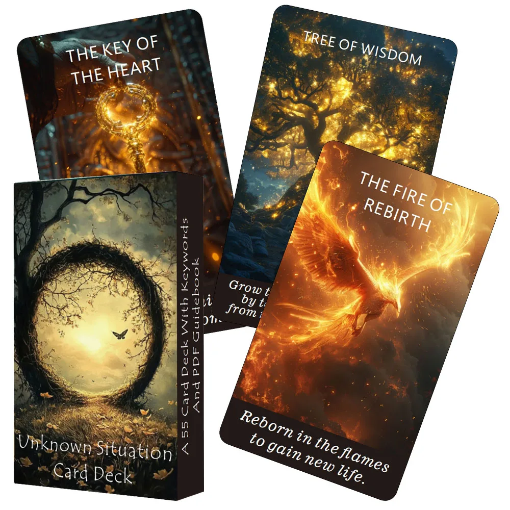 Unknown Situation Oracle Cards, Tarot Cards for Beginners with PDF Guidebook, Fortune Telling Toys, 12x7cm Cards, 55-Cards