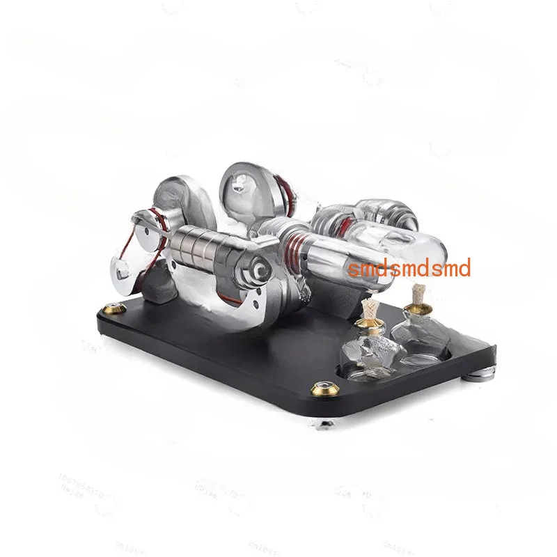 Metal Cylinder Engine Generator Miniature Mini External Combustion Engine Model Twin Cylinders