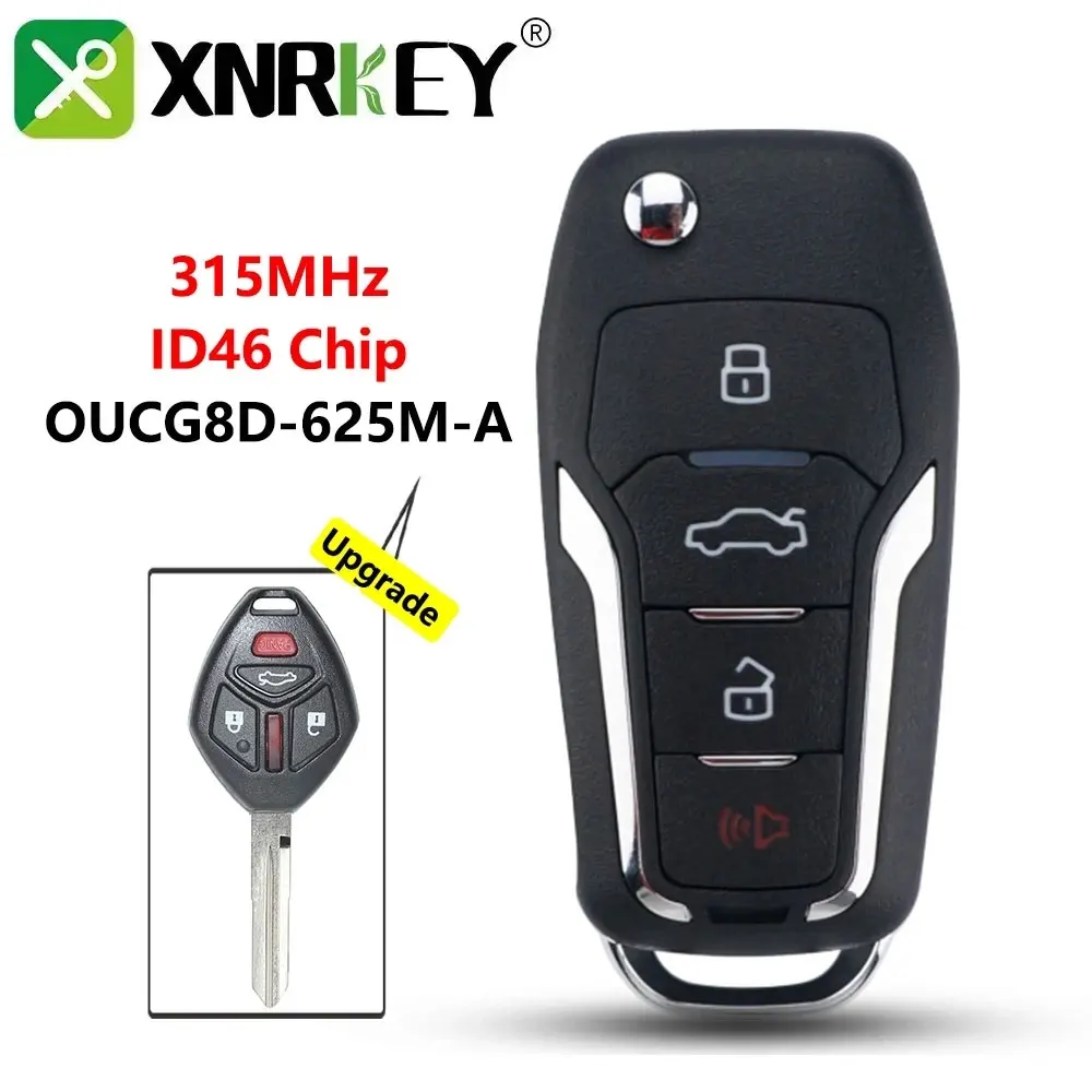 

XNRKEY Upgraded Flip Remote Key Fob ID46 Chip 315Mhz For Mitsubishi i-MiEV Outlander Lancer FCC: OUCG8D-625M-A