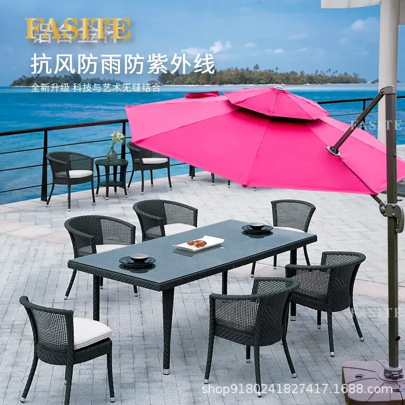 For Outdoor Garden Balcony Cafe Roman Parasol Umbrella Sunscreen Shade Pavilion Milk Tea Shop Large Patio Weather Resistant