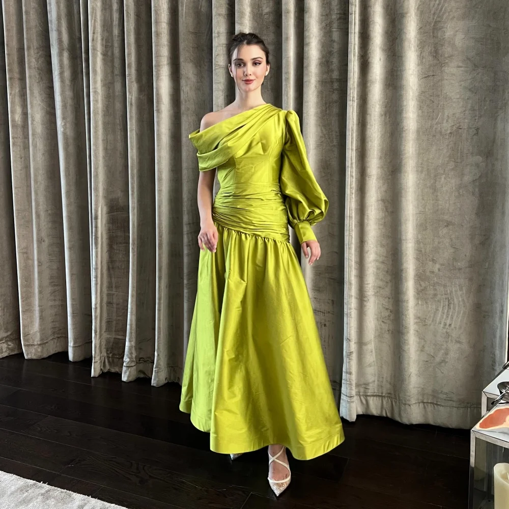 

Sparkle Pleat A-line One-shoulder Midi Dresses Prom Dresses Classic Exquisite Modern Style Pastrol Unisex Chinese Style Formal