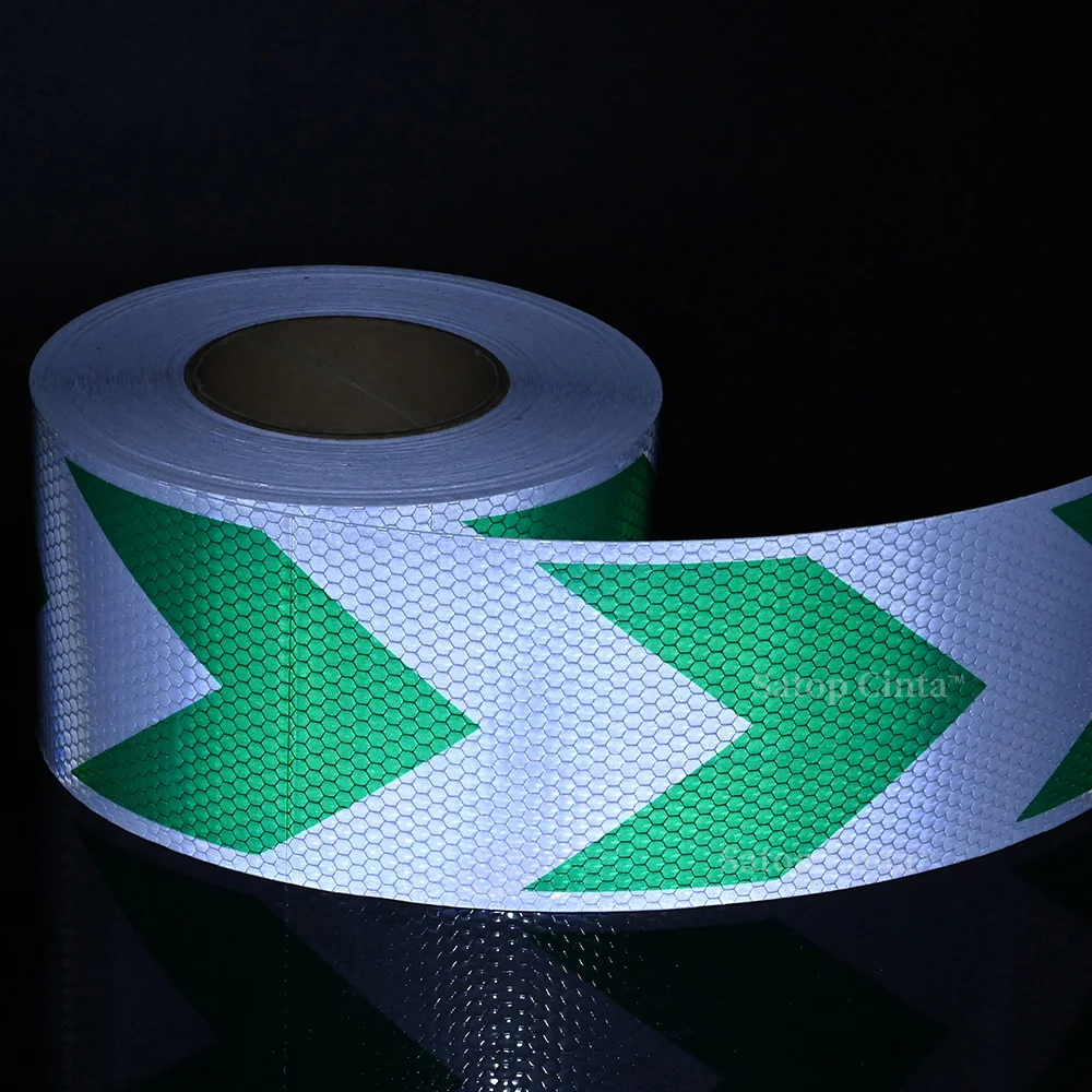 10CM*5M Arrow Car Reflective Stickers White-Green Tapes Waterproof Adhesive Safety Warning Reflectors Strip For Truck Motorcycle
