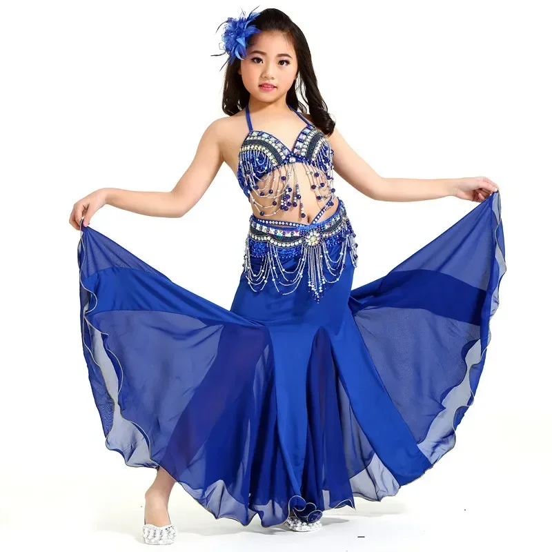 New Children Belly Dance Performance Clothes 3-piece Set Oriental Outfit Belly Dance Costume Set Competition Full Skirts #832