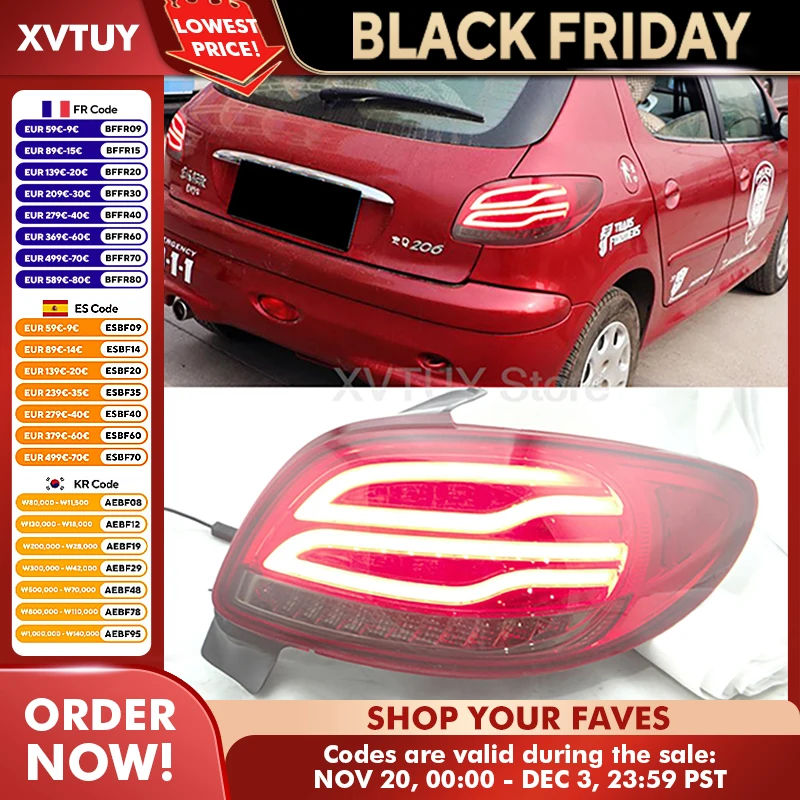 اكسسوارات السيارات LED أضواء خلفية لبيجو 206 207 2004 2005 2006 2007 2008 أضواء خلفية الجمعية بدوره إشارة عكس مصباح مكبح