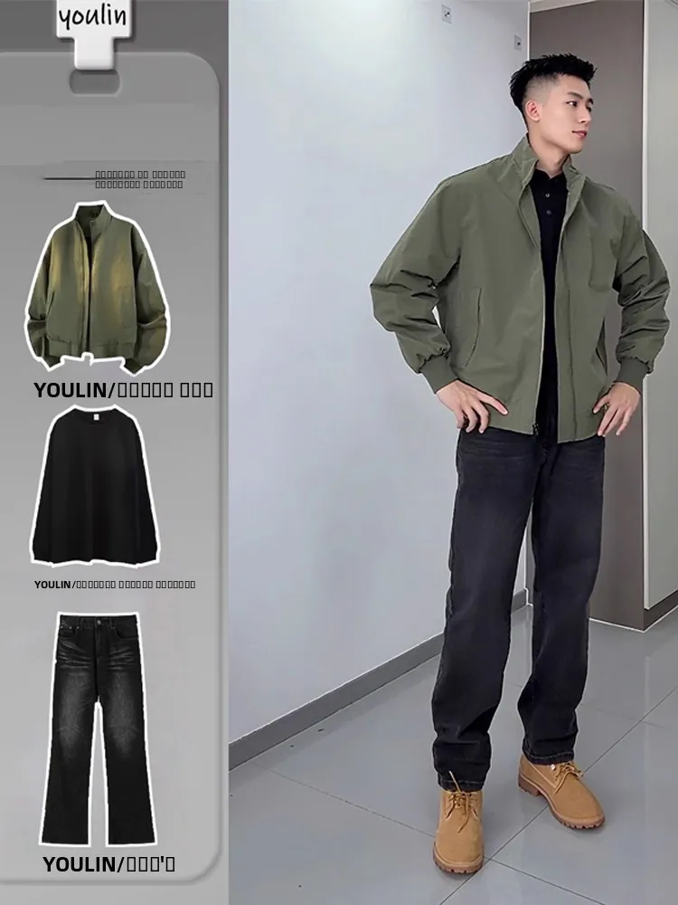 

Куртка American Sle Pilot, мужской осенний комплект, футболка, рабочая одежда, защищенная верхняя одежда, полный комплект молодежной моды, свободный крой