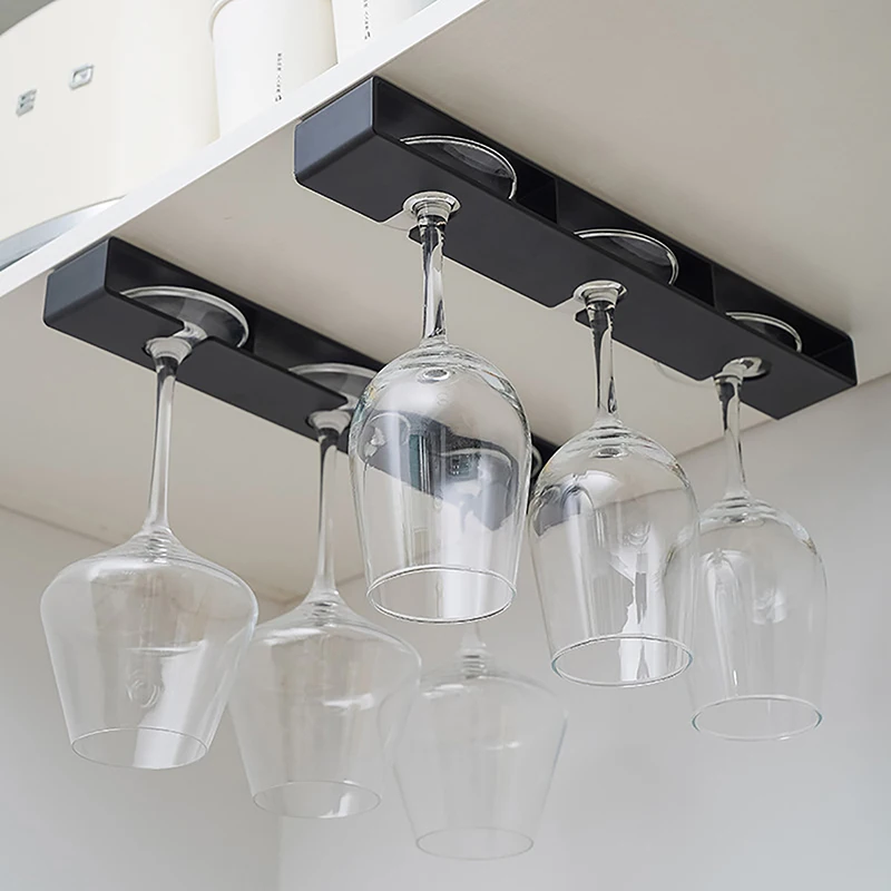 Kitchen Cabinet Free Punching Holder Wine Glass Rack Multi-Function Classification Stemware Cup organizer Hanging Holder shelf