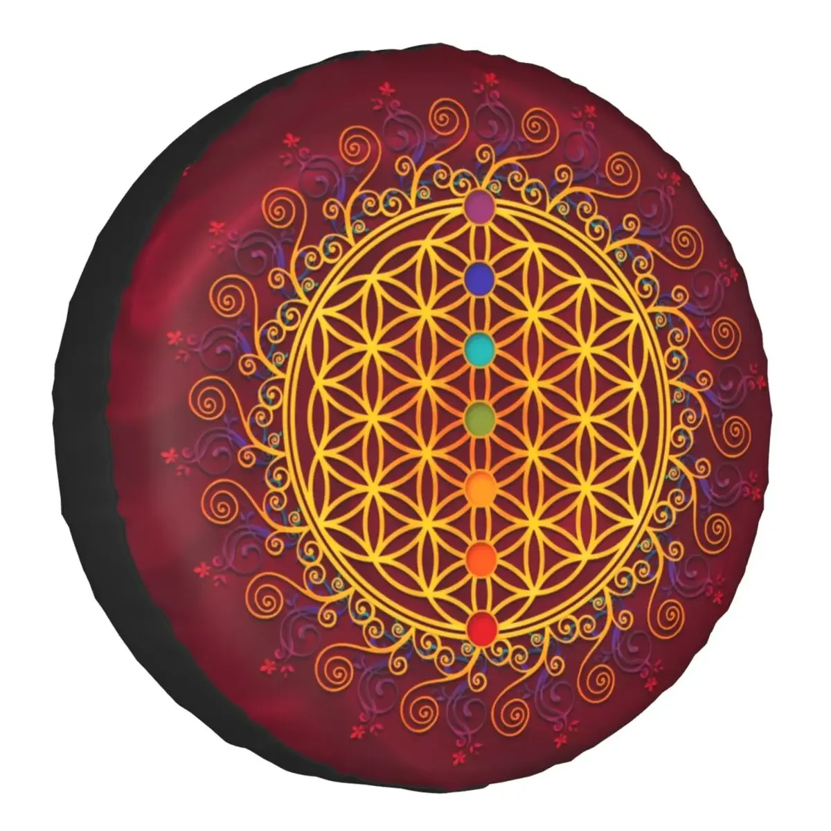 Buddha Buddhism Flower Of Life Spare Wheel Tire Cover for Honda CRV Zen Yoga Meditation Mandala Jeep RV SUV Camper Vehicle