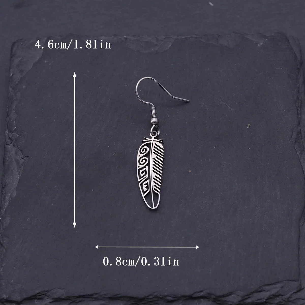 Kinitial Vintage Trendy Feather Drop Earrings For Women Stainless Steel Dangle Earrings Fashion Jewelry Boho Accessories