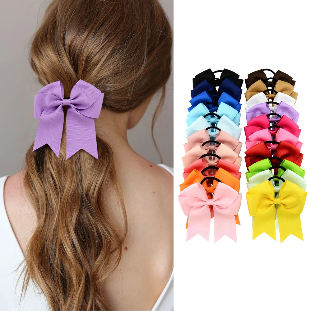 

1PCS 4.5'' Grosgrain Ribbon Bow Hair Bands for Baby Girls Cute Solid Rubber Elastics Kids Headwear Hair Accessories