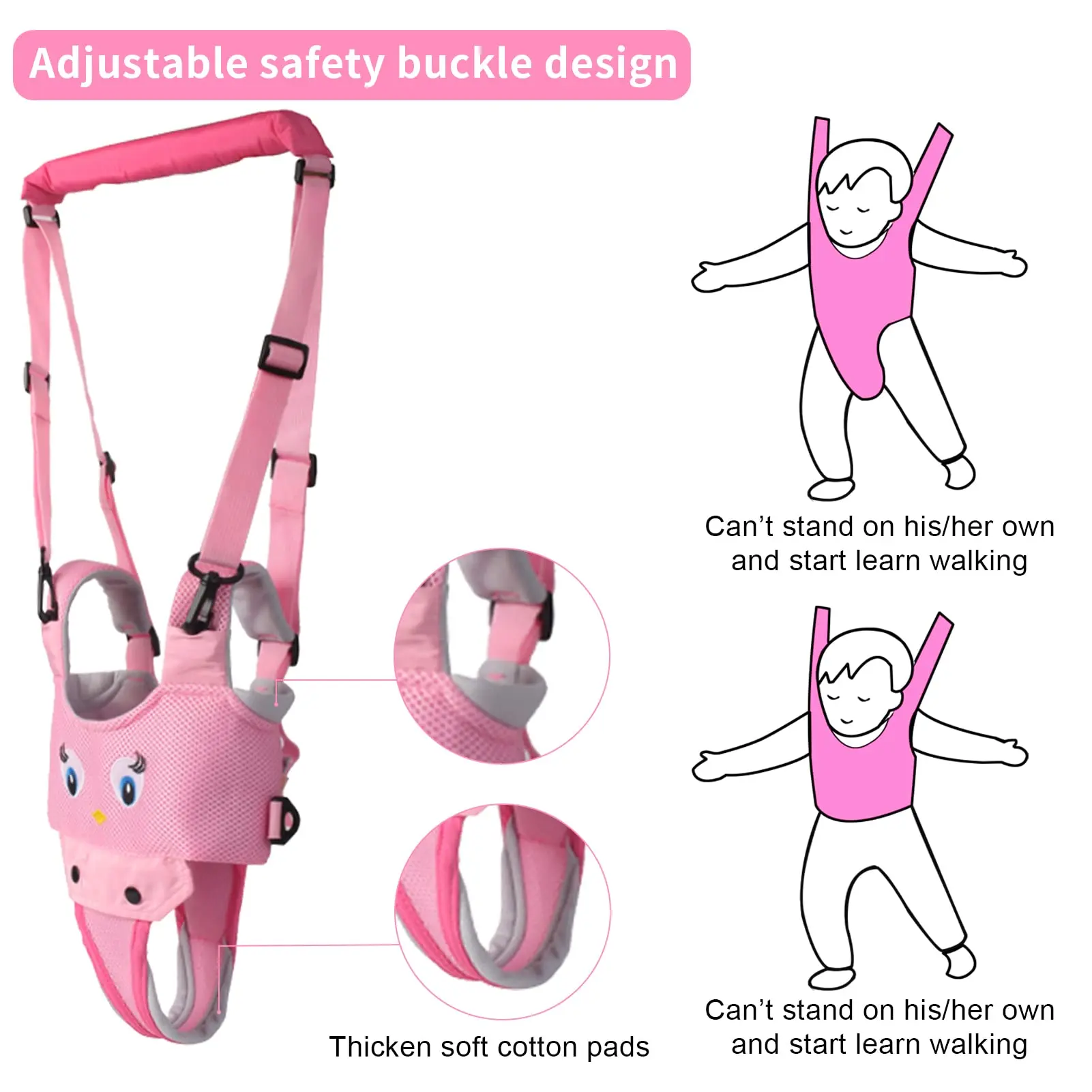 Girello per bambini, imbracatura da passeggio per bambini portatile, assistente per assistente, cintura protettiva, camminatore per attività per bambini, regolabile in piedi