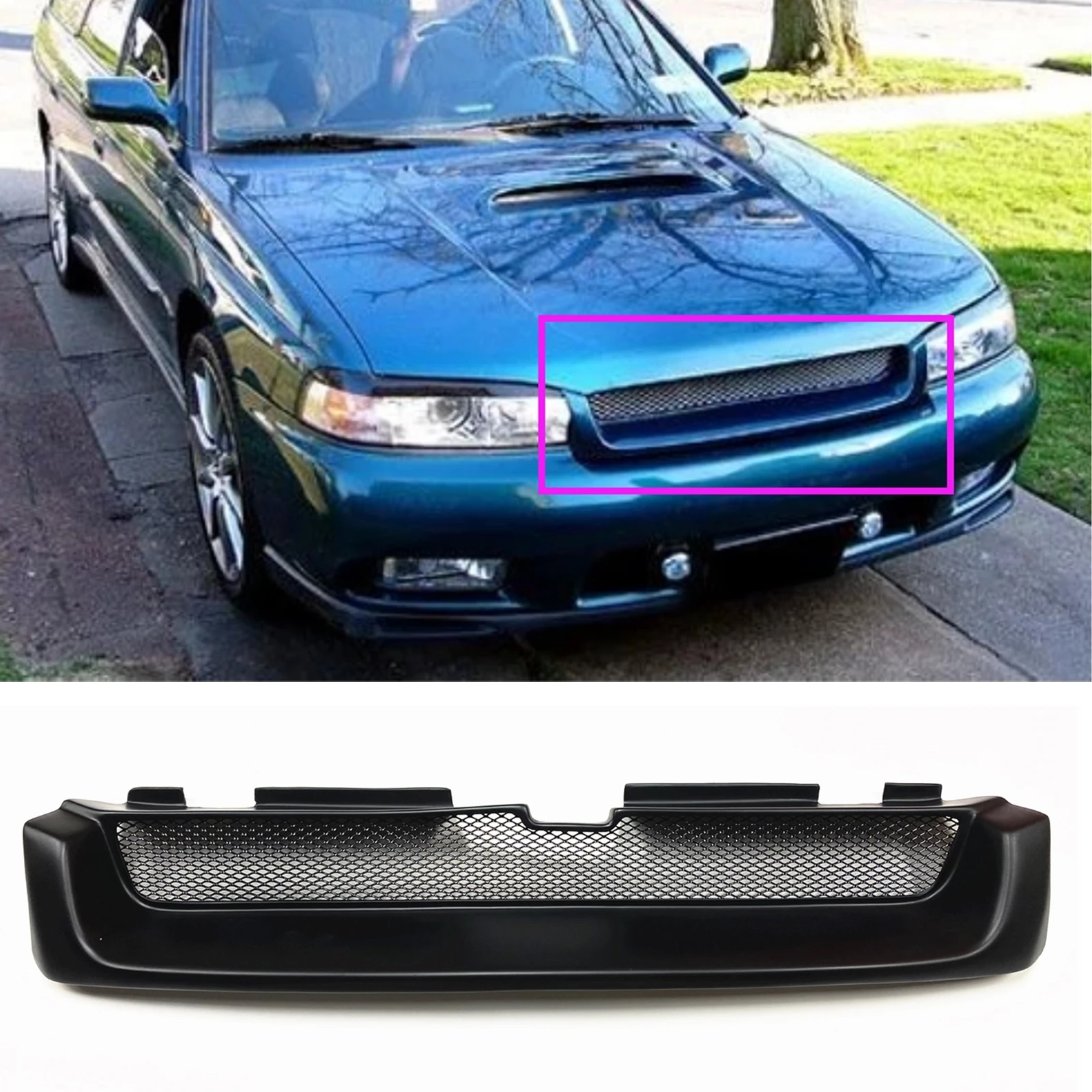 Front Grille Grill Car Upper Front Bumper Lip Body Kit Replacement For Subaru Legacy Outback 1995-1999