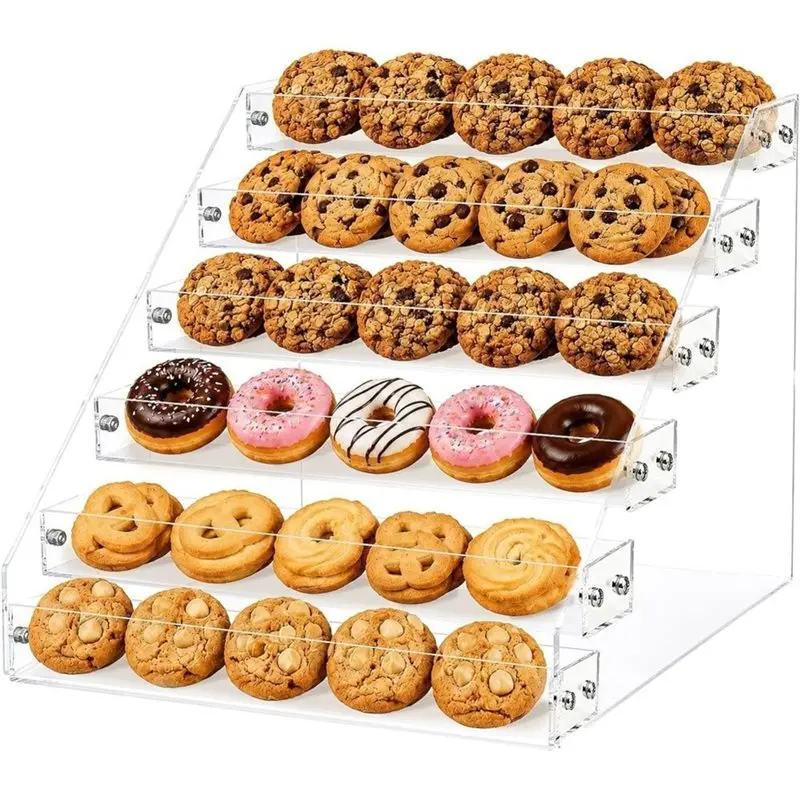 SHGO-6-Tier Acrylic Cookie Display Stand, Clear Tiered Tiered Dessert Stand,For Bakers Vendors Parties Cookie Display Stand