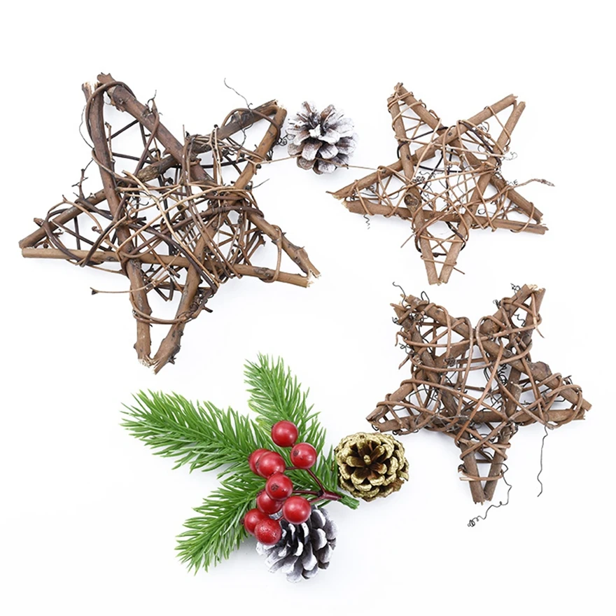 

Wedding Decorative Flowers Needlework Star Christmas Party Ornament Rattan Garland Door Hanging Diy Gifts Box Table Home Decor