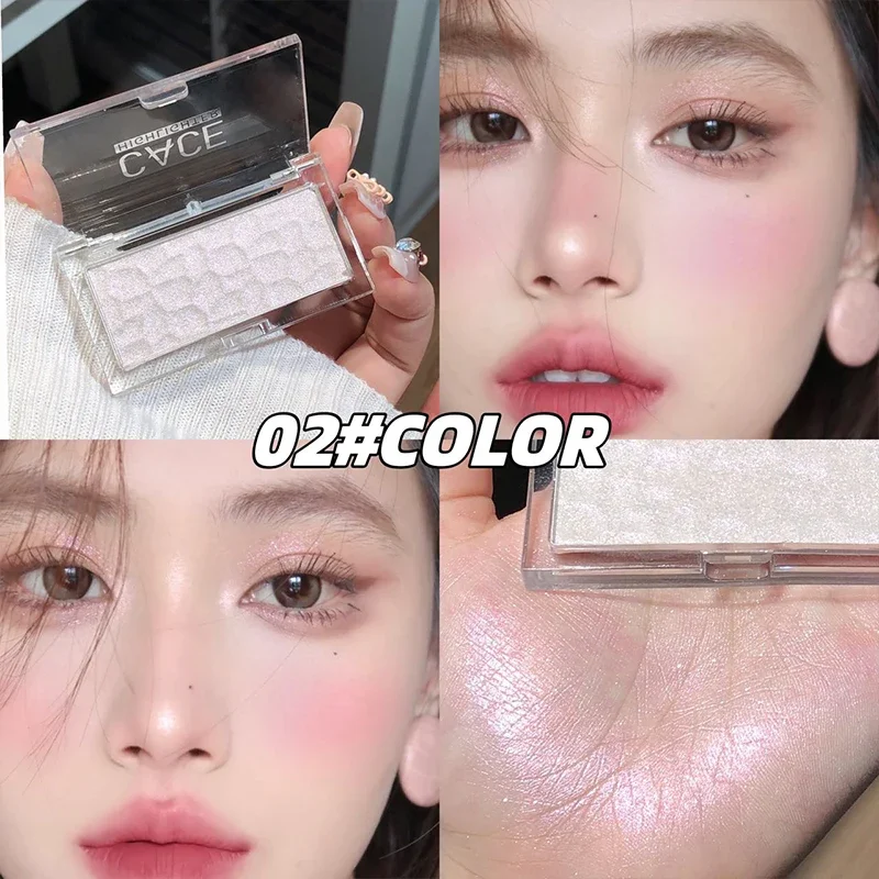 Champagne Gold Wave Highlighter Palette Monochrome Pink Glitter Rouge Powder Natural Three-dimensional Brighten Face Contouring