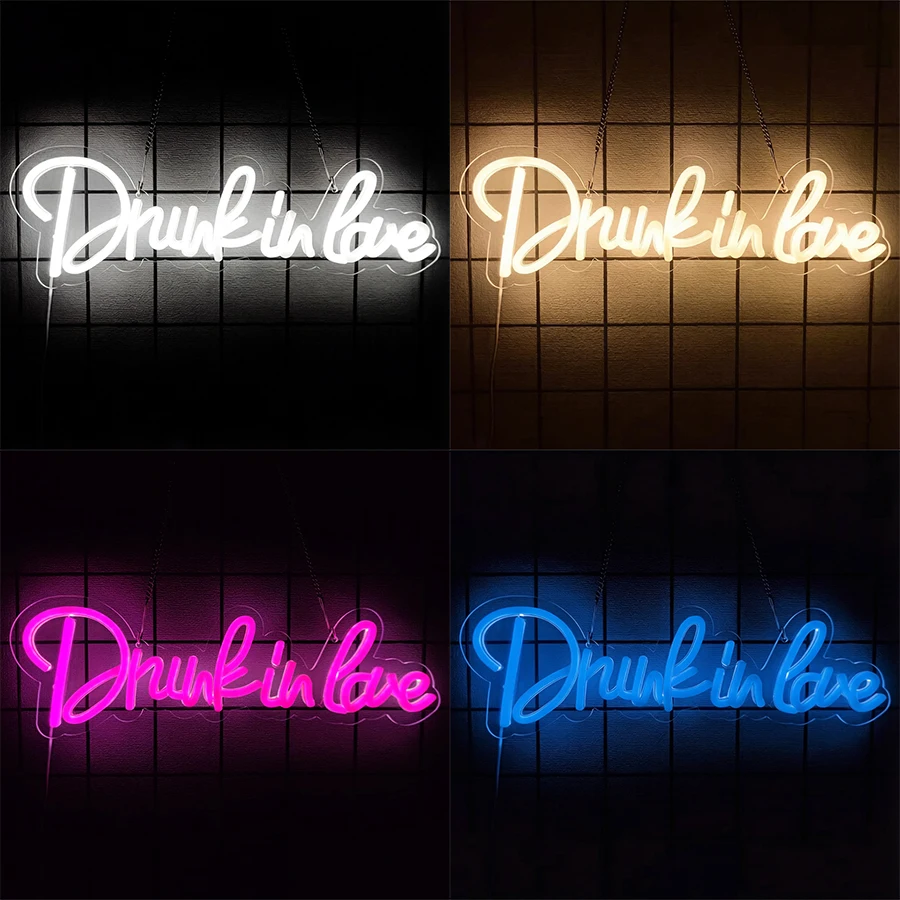 Drunk In Love Led Neon Sign, Letter Icon Wall Decor, Bedroom Living Room Proposal Party Wedding Wall Lamp, Anniversary Gift.