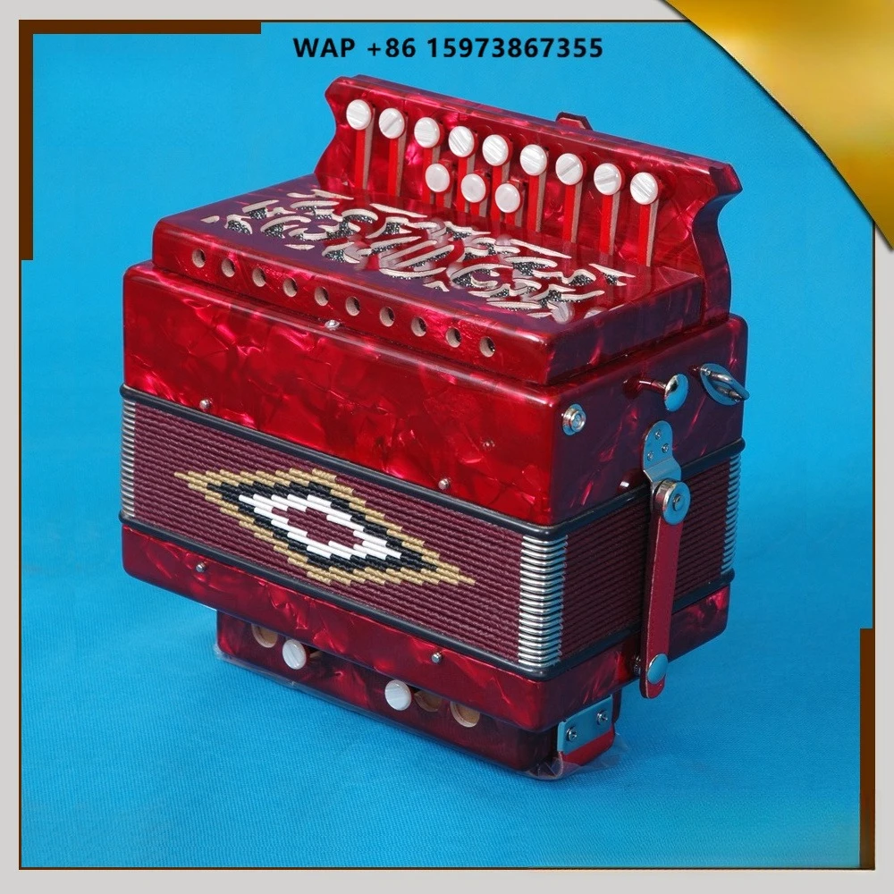 High Grade 12K Diatonic Celluloid Button Accordion With Cagnoni Reed