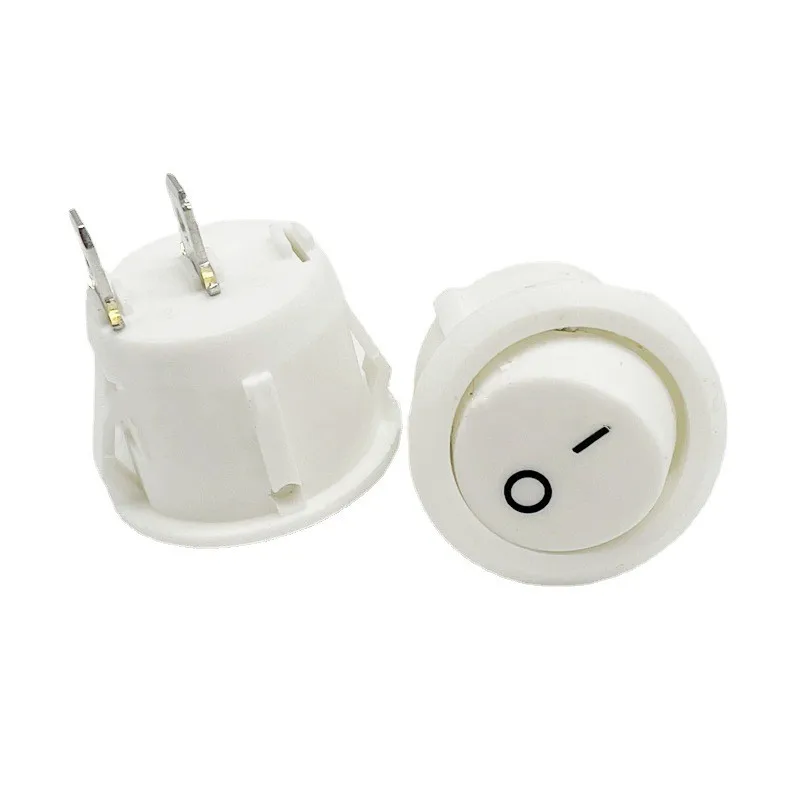 Round White Rocker Toggle Switch, 2Pins ON Off, On, Off, 20mm, KCD1, Barco, Marine, AC 250V, AC 125V, 10A, 10Pcs