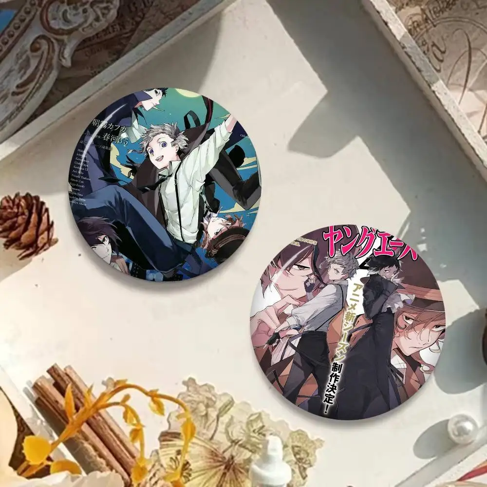 Japanese Anime Bungo Stray Dogs 58mm Cute Series Pins Badge Cartoon Animals Brooches Backpack Clothes Gift Accessory