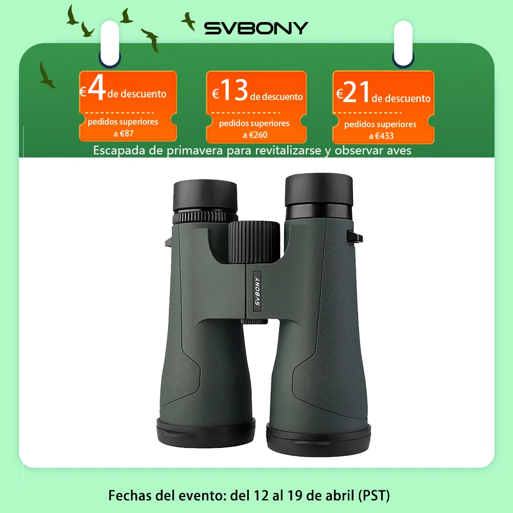 Svbony SA203 Telescopio 12x50 binoculares profesional potente BAK4 IPX7 equipo de Camping impermeable para observación de aves Estudio de las estrellas