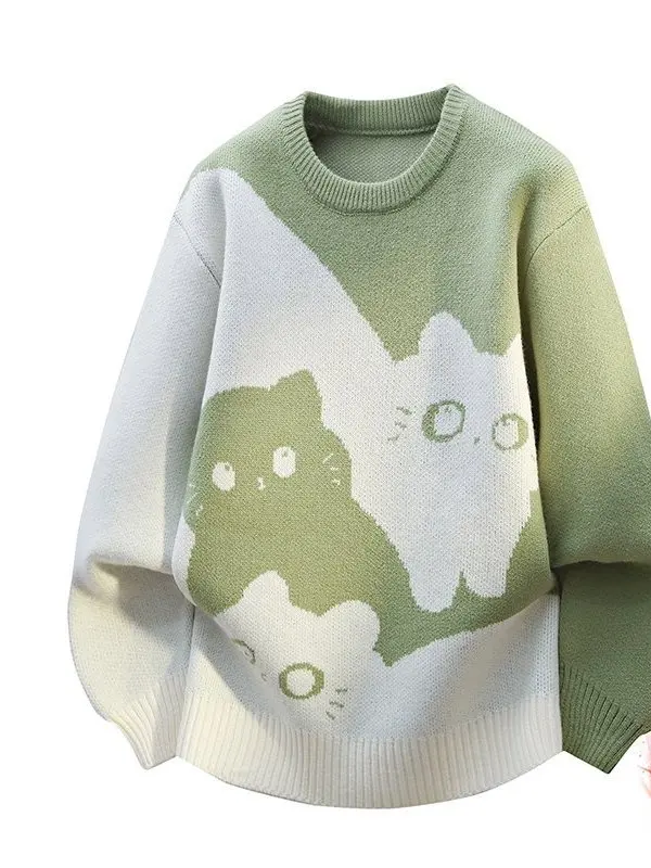 

Мужской зимний свитер из флиса с начесом, вязаный, в стиле колор-блок, свободный крой, повседневный, с круглым вырезом, из пряжи, в стиле кэжуал