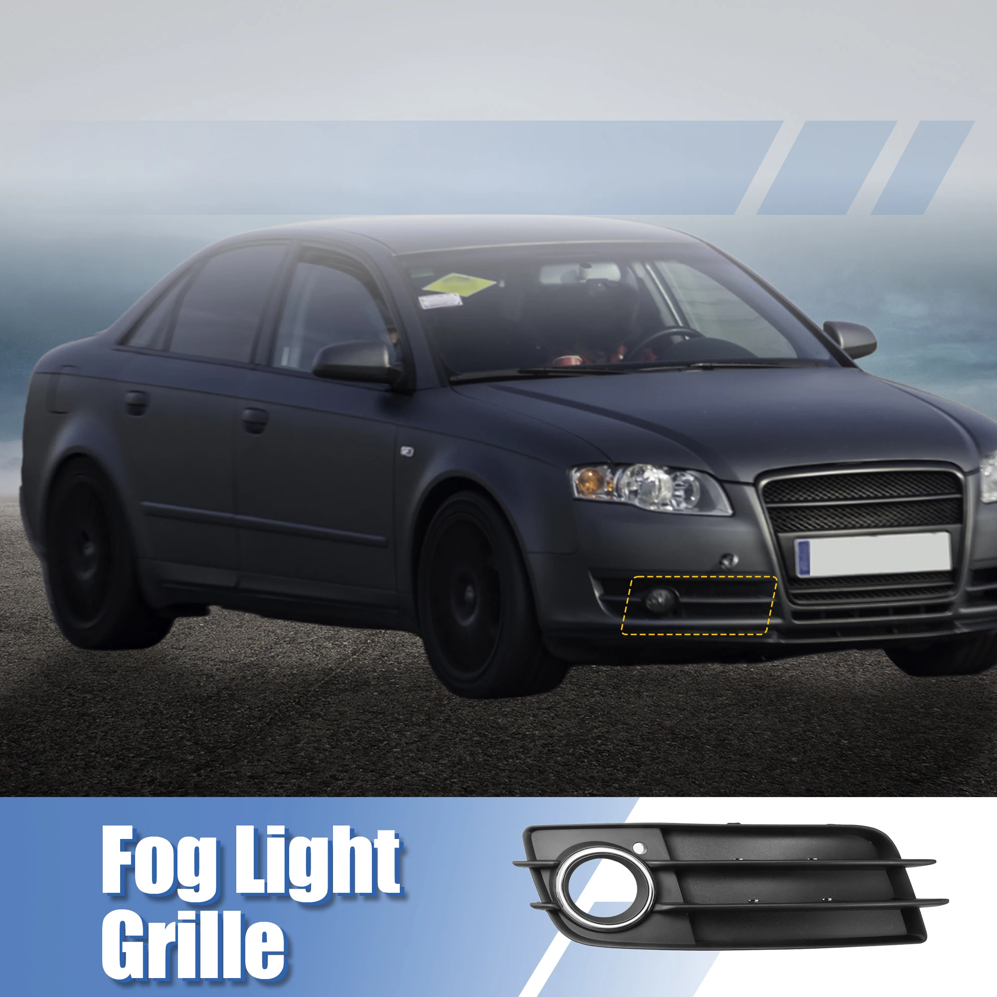 Uxcell Front Left Right Fog Light Grille Bumper Grill Cover for Audi A4 B8 2008-2012 8K0807681C 8K0807682C