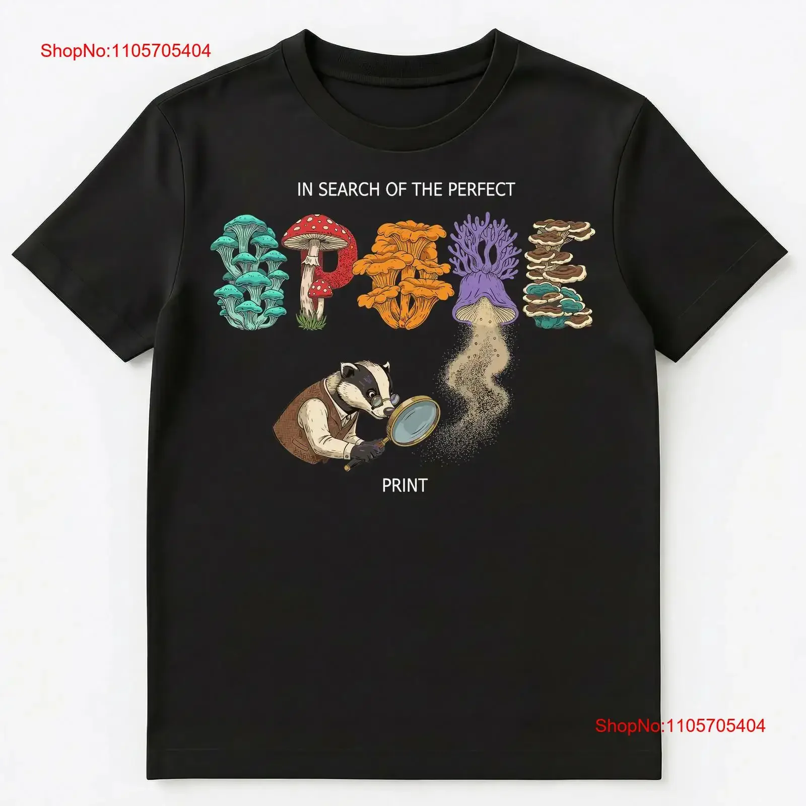 Mycologist Badger Spore Print Exploration Fungi T Shirt long or short sleeves vintage Washed Comfortable fashion graphic