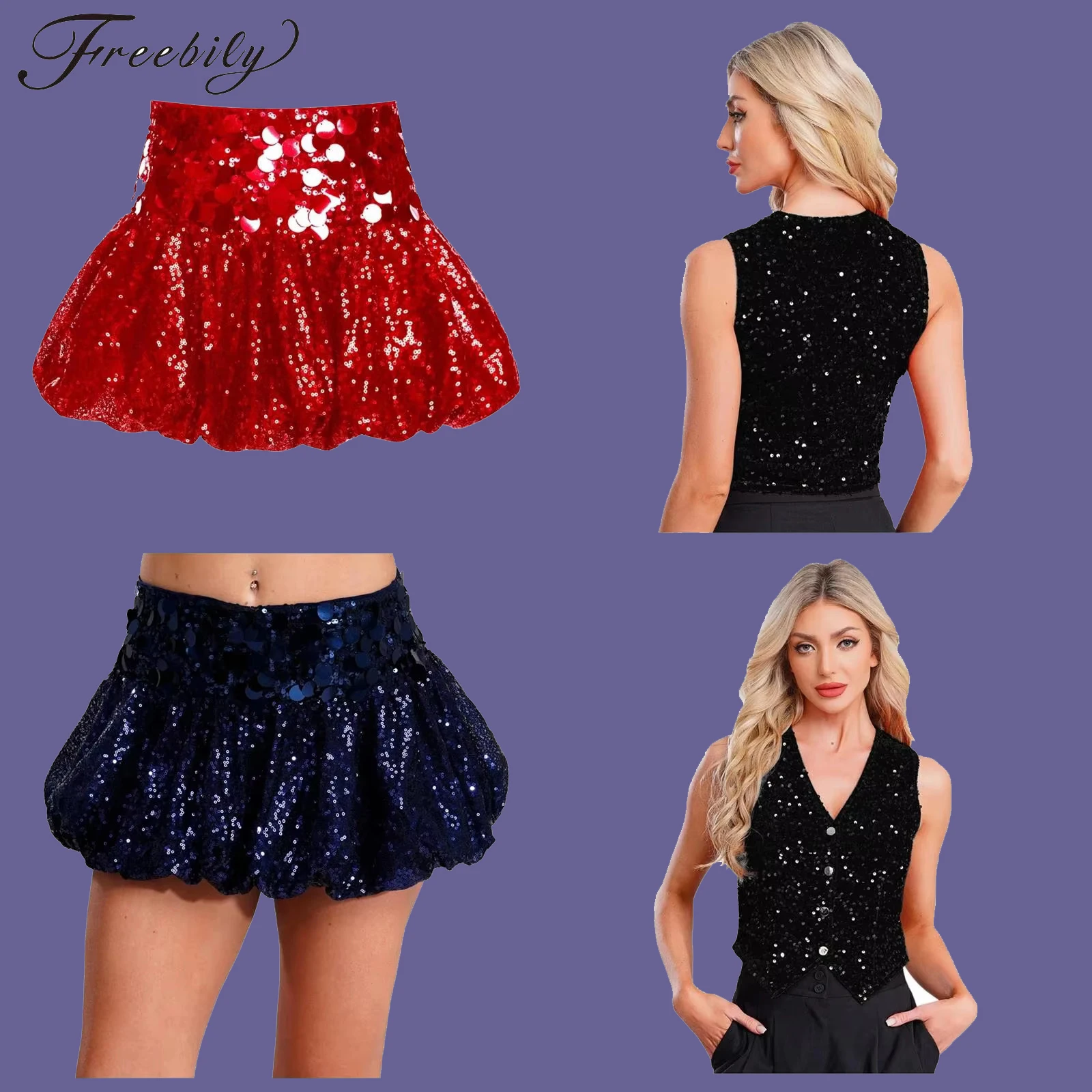 

Женские юбки, костюмы с блестками, костюм для джазового танца, уличная одежда, модный жилет, жилет для дискотеки, музыкальный фестиваль, рейв-вечеринка, наряд для ночного клуба