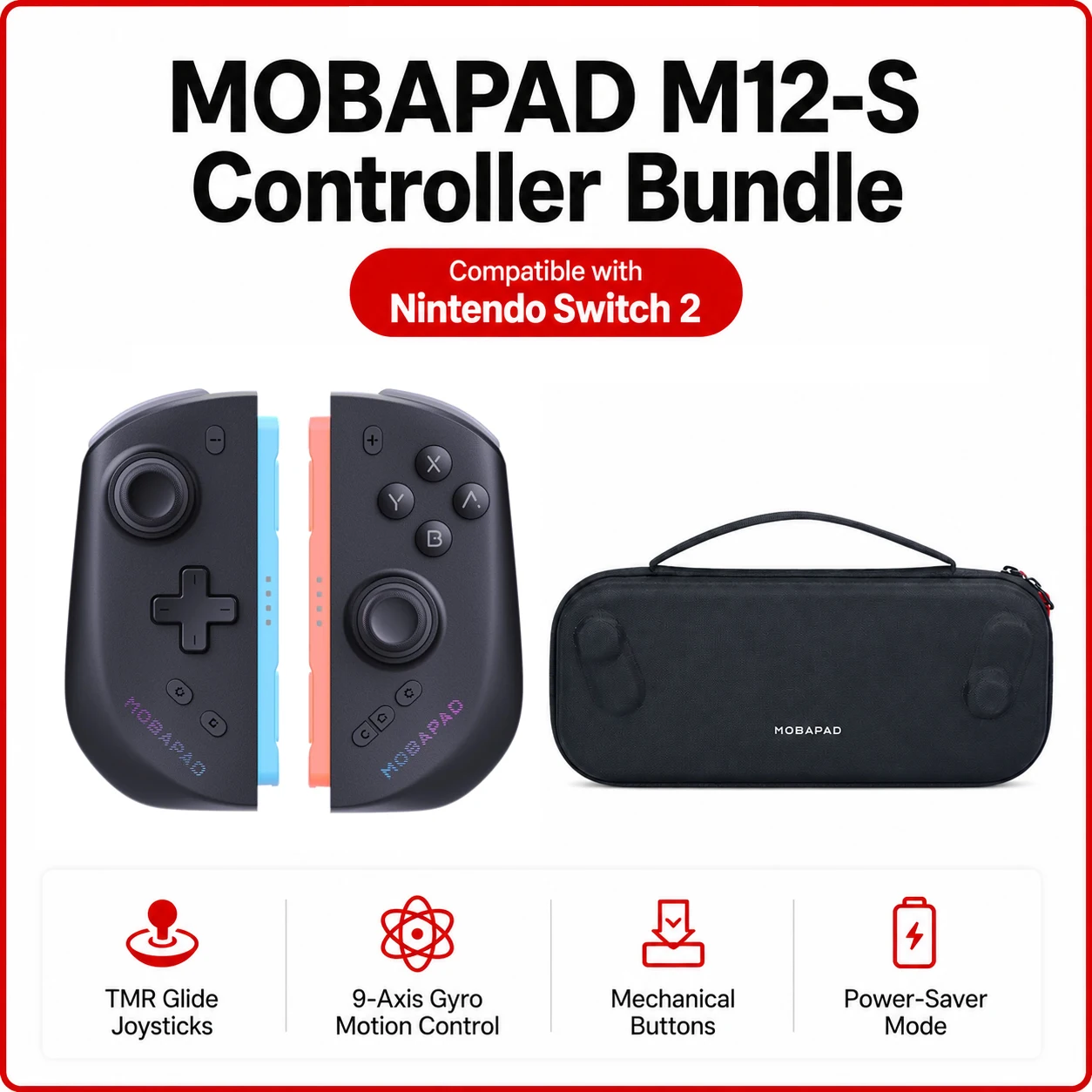MOBAPAD M12 S/HD Gaming Controller voor Nintendo Switch 2 met TMR-sticks, mechanische knoppen Joypad voor Switch2-console