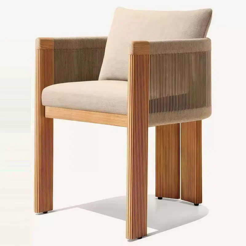 Solid Wood Outdoor Dining Set 1 Table 8 Chairs Nordic Garden Patio Balcony Restaurant Leisure Furniture