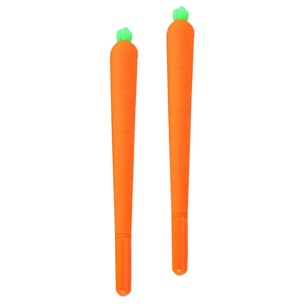 2Pcs Carrot Gel Ink Pen Soft Silicone Grip Lightweight Easy Carry Smooth Flowing Ink Fine Nib Gel Pen for Students Teachers