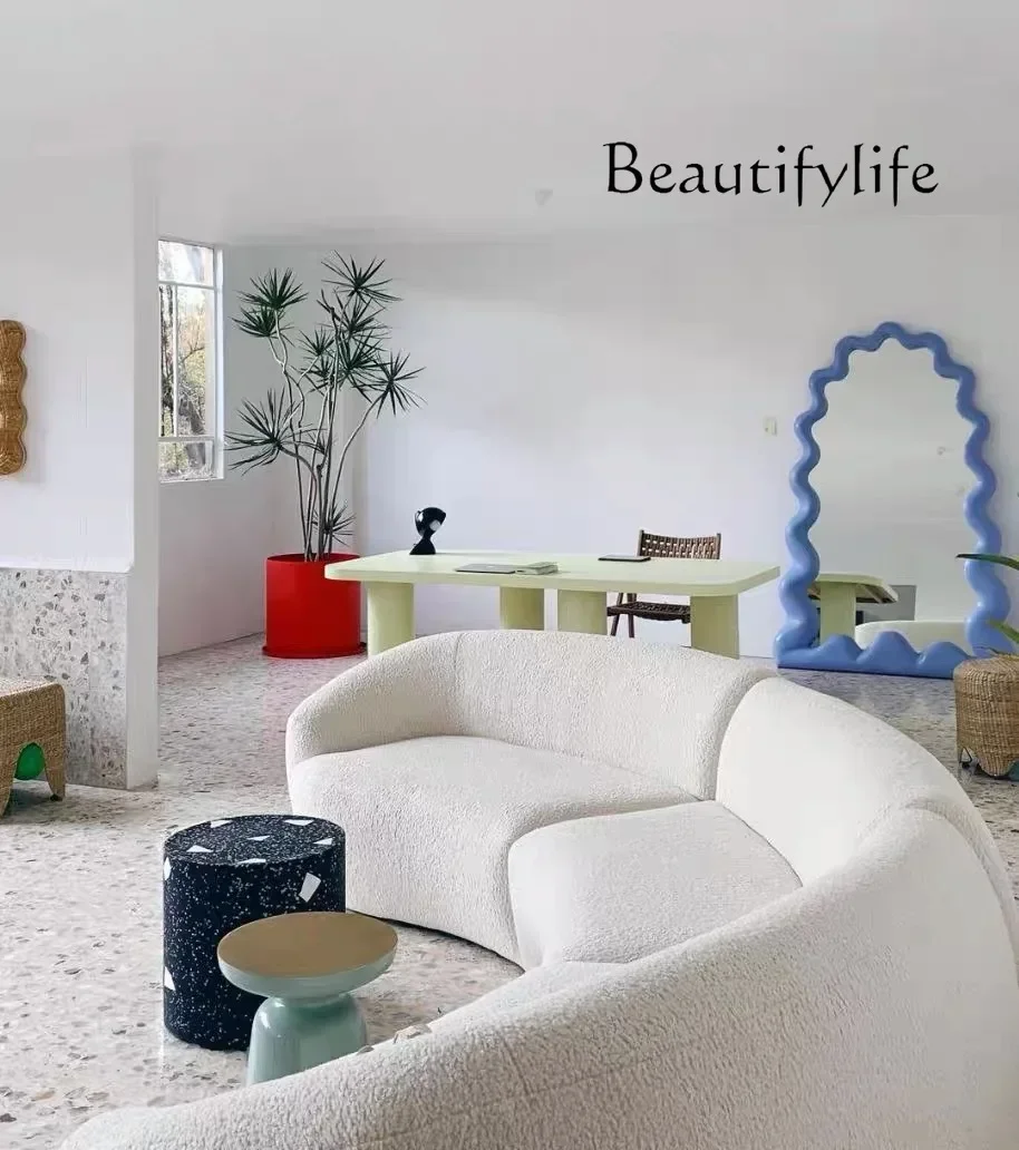 

BJ C Art Full Body Mirror Light Luxury Irregular Special-shaped Living Room Home Full-length Mirror Floor Flame Mirror