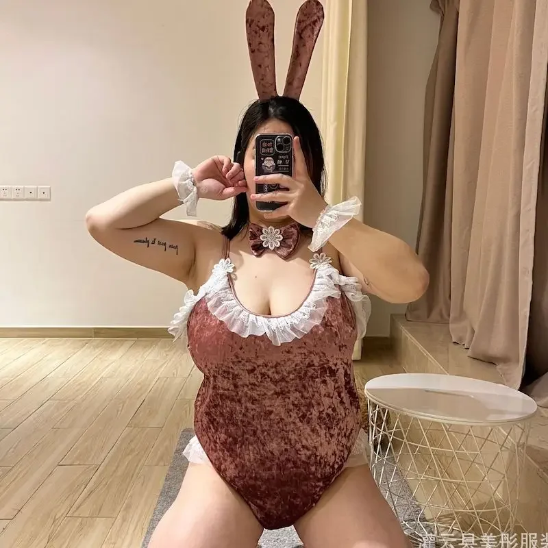 

Plus size lingerie for women full body sexy anime bunny costume bunnygirl bodysuit CTX outfit rabbit cosplay sequin costume